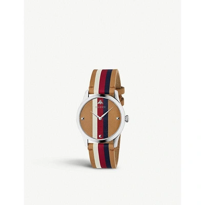 Gucci Ya1264078 G-timeless Leather And Stainless Steel Watch
