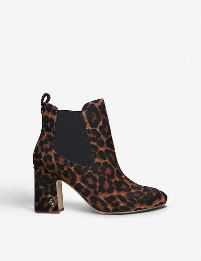 Kurt Geiger Raylan Leopard-print Pony Hair Ankle Boots In Cream Comb