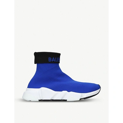 Balenciaga Women's Blue Logo Speed Stretch-knitted Trainers