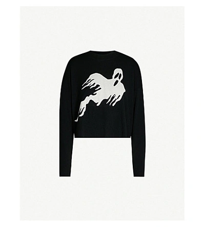 The Kooples Ghost Cropped Wool-cashmere Blend Jumper In Bla01