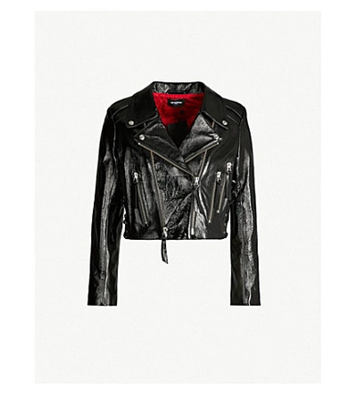 The Kooples Laced-detail Leather Biker Jacket In Bla01