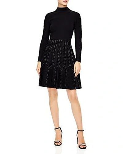 Sandro Studded Cut-out Dress In Black