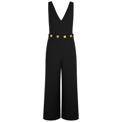 Tory Burch Fremont Buttoned Wool-blend Jumpsuit In Black