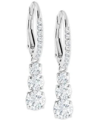 Swarovski Silver-tone Crystal Drop Earrings In White