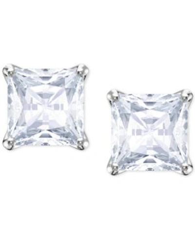 Swarovski Crystal Square Stud Earrings In White