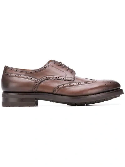 Santoni Thick Sole Brogues In Brown