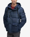 Marc New York Men's Huxley Crinkle Down Jacket With Removable Hood In Blue Ink