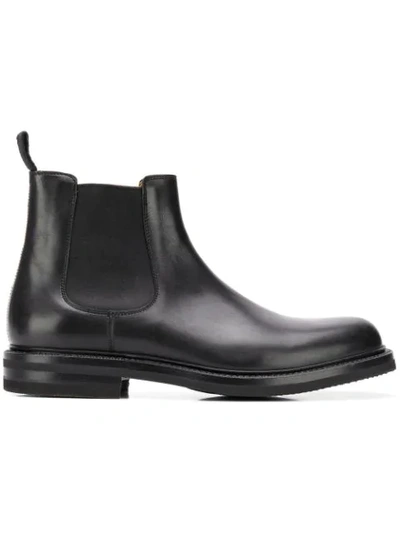 Green George Black Leather Ankle Boots
