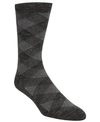 Cole Haan Men's Plaid Crew Socks In Black Rain Htr