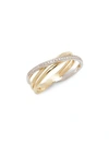KC DESIGNS 14K White Gold, Yellow Gold & Diamond Crossover Band Ring,0400099239927
