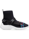 PRADA PRADA NEOPRENE HIGH-TOP SNEAKERS - BLACK