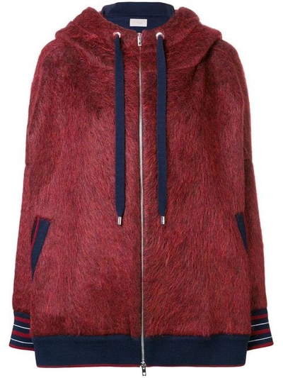 Mrz Textured Woven Hoodie In Red