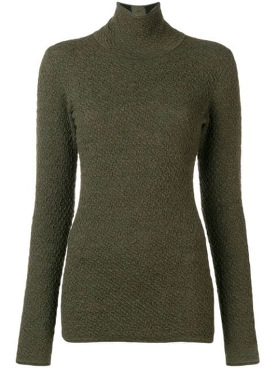 Victoria Beckham Textured Knit Roll Neck Sweater - 绿色 In Green
