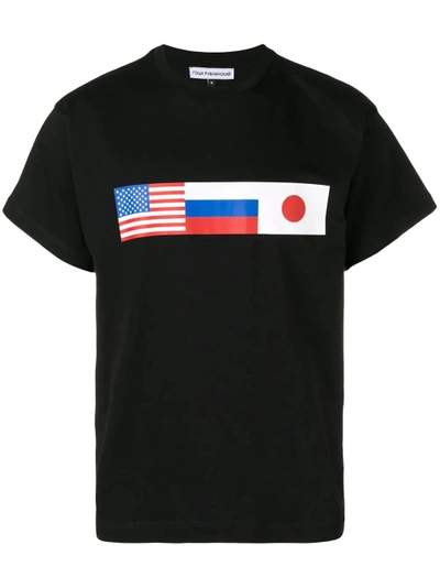 Gosha Rubchinskiy Flag Print T-shirt In Black