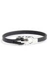 FERRAGAMO DOUBLE GANCIO LEATHER BRACELET,0676059