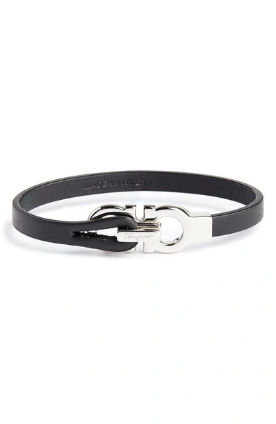 FERRAGAMO DOUBLE GANCIO LEATHER BRACELET,0676059