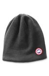 Canada Goose Logo Patch Knitted Beanie In Iron Grey