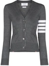 Thom Browne 4-bar Merino Wool Cardigan In Grey