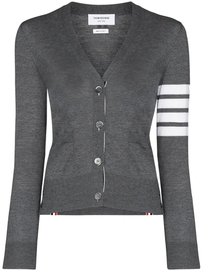 Thom Browne Milano Stitch V-neck Merino Cardigan In 035 Med Grey