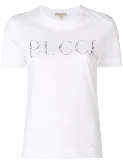 Emilio Pucci Rhinestone Logo T-shirt - 白色 In White