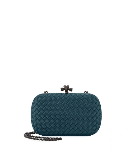 Bottega Veneta Medium Chain Knot Satin Clutch Bag In Dark Blue