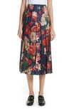 GUCCI SPRING BOUQUET PRINT SILK PLEATED SKIRT,409370ZLP78