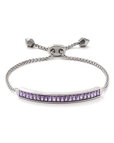 Kendra Scott Jack Baguette Bar Slider Bracelet In Lilac Crystal/ Silver