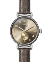 Shinola The Canfield Alligator Strap Watch, 38mm In Grey/ Taupe Sunray/ Silver