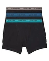 Calvin Klein Men's Cotton Stretch Boxer Briefs 3-pack Nu2666 In Black/turquoise/blue/gray