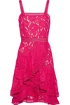 ALICE AND OLIVIA ANGELITA RUFFLED COTTON-BLEND GUIPURE LACE DRESS,3074457345619161260