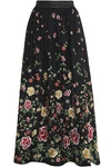 ALICE AND OLIVIA ALICE + OLIVIA WOMAN STUDDED EMBROIDERED POPLIN MAXI SKIRT BLACK,3074457345618392825