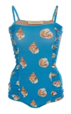 ADRIANA DEGREAS PRINTED RUCHED ONE-PIECE SWIMSUIT,V19MAAL0076