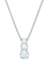 SWAROVSKI SILVER-TONE TRIPLE-CRYSTAL PENDANT NECKLACE, 14-4/5" + 2" EXTENDER