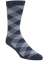 Cole Haan Men's Plaid Crew Socks In Blue Rain Htr