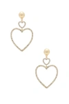 Ettika Two Hearts Drop Earrings In Gold