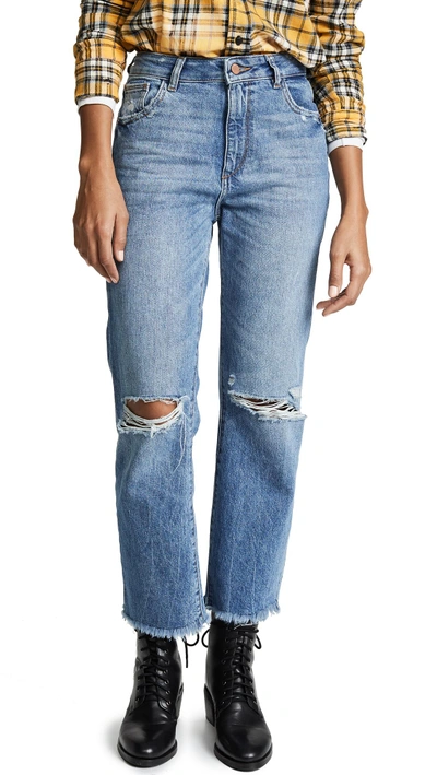 Dl Premium Denim Jerry High-rise Vintage Straight Ankle Jeans In Blue