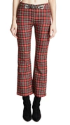 Miaou Plaid Cotton Blend Pants W/ Chain Belt In Red Plaid