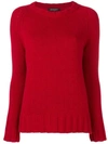 ARAGONA ARAGONA WIDE NECK SWEATER - 红色