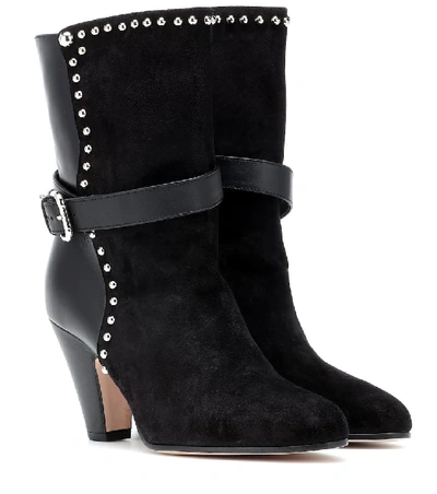 Red Valentino Red (v) Embellished Suede Ankle Boots In Black