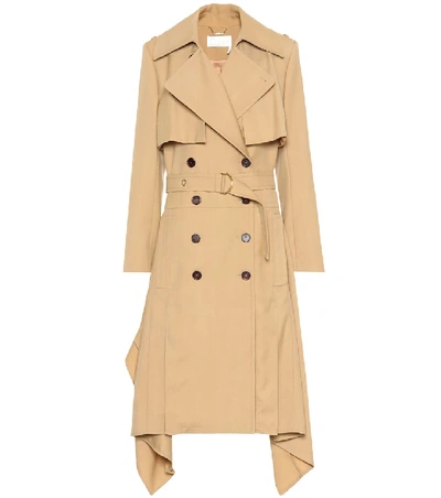 Chloé Double-breasted Belted Drape-side Wool Trench Coat In Brown
