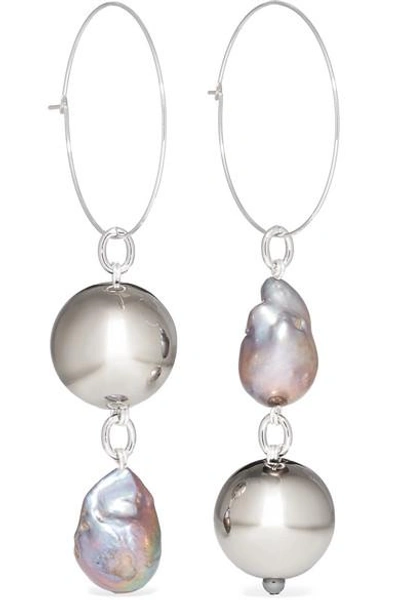 Mounser Pagoda Fruit Rhodium-plated Pearl Earrings In Silver