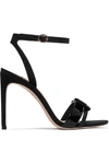 SOPHIA WEBSTER ANDIE BOW MOIRE-TRIMMED GLITTERED AND PATENT-LEATHER SANDALS