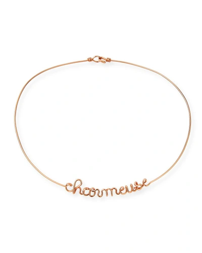 Atelier Paulin Personalized 6-letter Wire Necklace, Yellow Gold Fill In Rose Gold