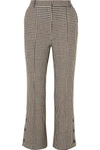 Shop Rokh Cropped Houndstooth Tweed Flared Pants In Gray