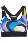 EMILIO PUCCI EMILIO PUCCI WOMAN PRINTED STRETCH SPORTS BRA MULTICOLOR,3074457345619595861