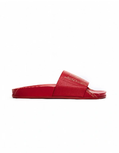 Vetements Russian Passport Leather Slides In Red
