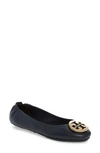 Tory Burch Minnie Travel Ballet Flat In Ink Navy/ Gold