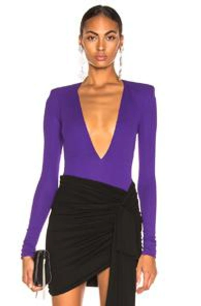 Alexandre Vauthier Stretch Jersey Plunging 紧身服 In Purple