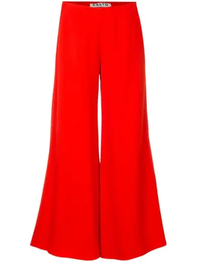 Aalto Cropped Wide Leg Trousers In Red