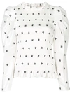 ULLA JOHNSON LEONIS EMBROIDERED TAFFETA BLOUSE